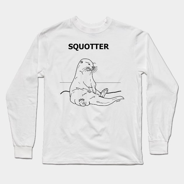 Squotter, Black on White Long Sleeve T-Shirt by otterglot